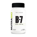 NutraBio Biotina (Vitamina B-7) Supliment, 5000mcg - poate ajuta la promovarea parului sanatos, piele si unghii, 90 capsule vegetale