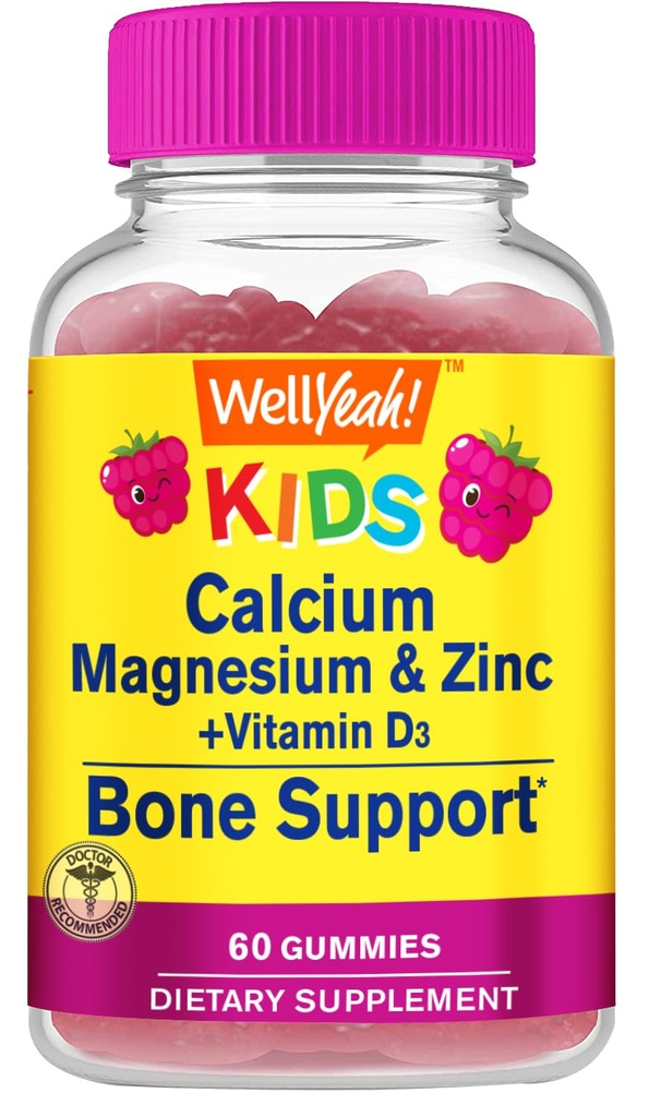 Kid's Calciu, Magneziu, Zinc + Vitamina D3 Gumies by WellYeah 