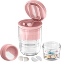 Pill Cutter Splitter cu Dispenser, Pill Cutter pentru pastile mici sau mari, Crushes pastile, Vitamine, Tablete, Lama de oțel inoxidabil, Cupa de băut detașabil (Pink-1)