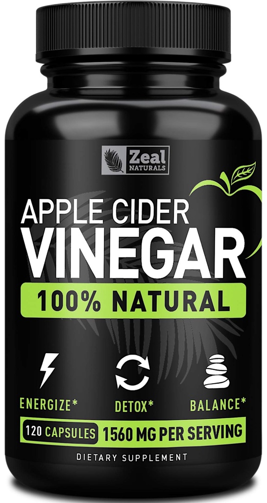 Zeal Naturals Natural Raw Apple Oțet Capsule (1560 mg 