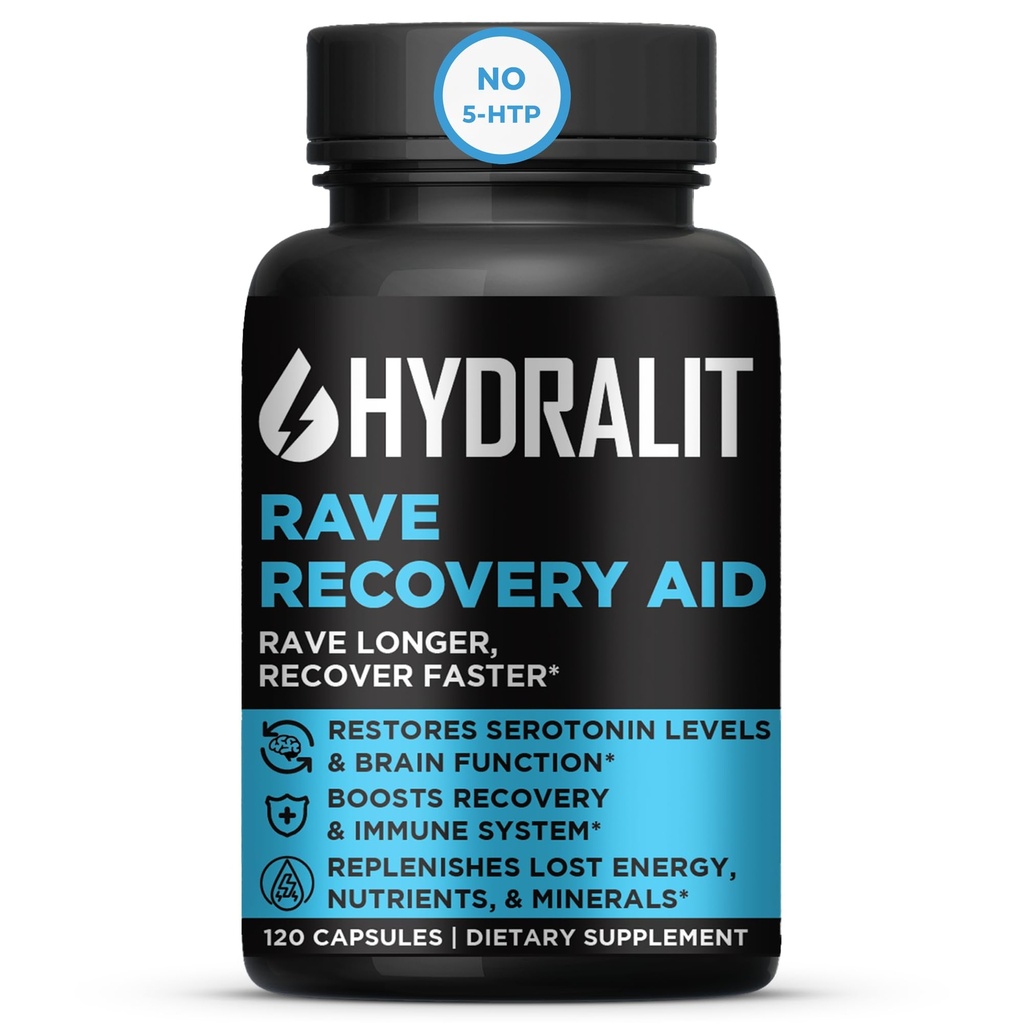 Rave Recuperare Ajutor Vitamine După Party Relief pastile Festivalul de muzică Accesorii Rave Essentials 5-HTP Supliment Electroliti Hidratare Dimineți mai bune Serotonina energie Hangover 120 capsule