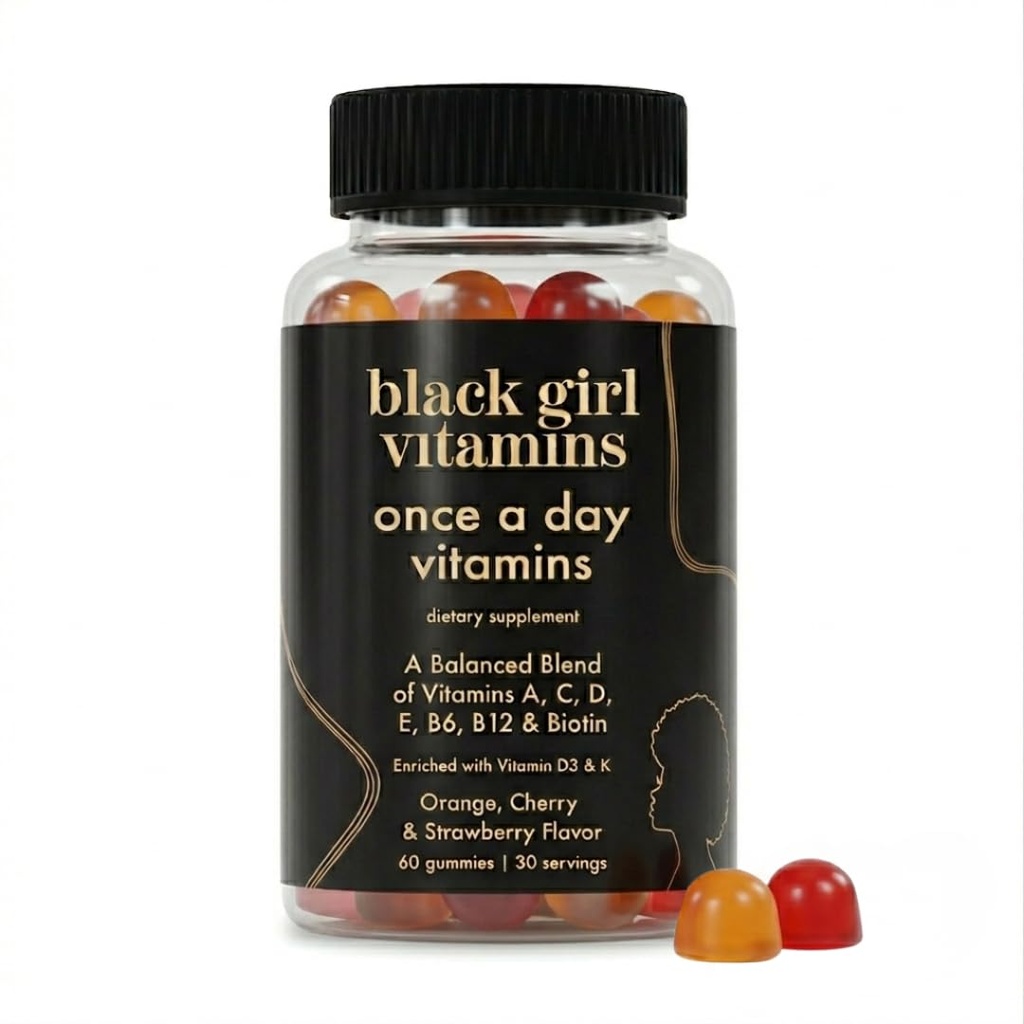 Negru Girl Vitamine o dată pe zi - Femei Multivitamine Gummy - Vitamina A, B, C, E și Zinc. Multivitamine pentru femei, Suport Imun. Vegan, Gluten-Free. Made in The USA (30 Day Supply, Strawberry)