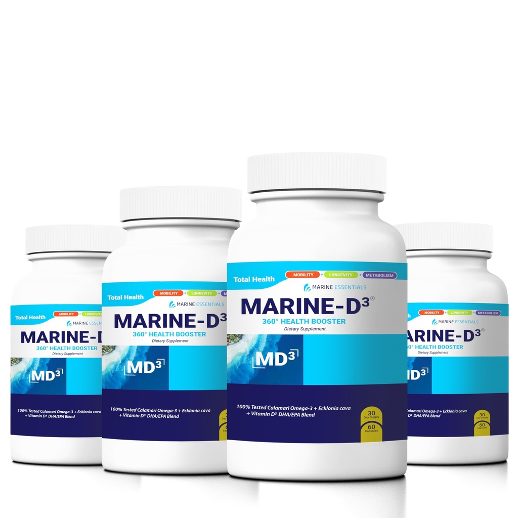 Marine D3 Omega 3 Calamari Ecklonia Cava DHA (4 Sticle - 240 Capsule)
