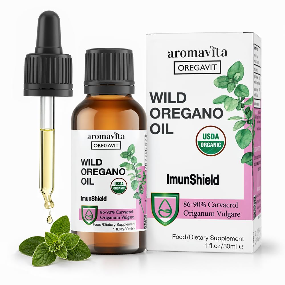ImunShield Wild Oregano Oil Picături lichide organice - cules manual Oregano cu 86-90% Carvacrol pentru suport imun și digestiv - Vegan, non-GMO, Gluten-Free, 1 fl oz./ 30ml
