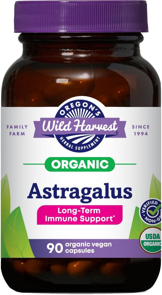 Oregon's Wild Harvest, Certified Organic Astragalus Capsules for Imunity Support, 1125 MGS, 90 Count