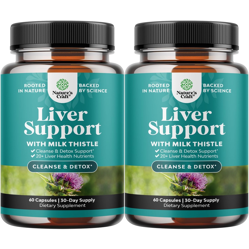 Naturas Craft Ficat Cleanse Detox & Reparatii 2 Pack Bundle - Herbal Liver Support Milk Thistle Supplements with Dandelion Root, Choline, Beetroot & Artichoke Extract