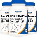 Nutricost Chelated Iron, As Ferrochel, 36mg, 240 Capsule (3 Sticle)