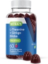 Viteey L-Theanine Gummies cu Ginkgo Biloba pentru adulți - SIDA în Focus & Relaxați-vă, Îmbunătățiți Mood - Non OMG, Gelatină gratuit, Vegan, Gluten gratuit, natural obținute Chewable Raspberry gustoase