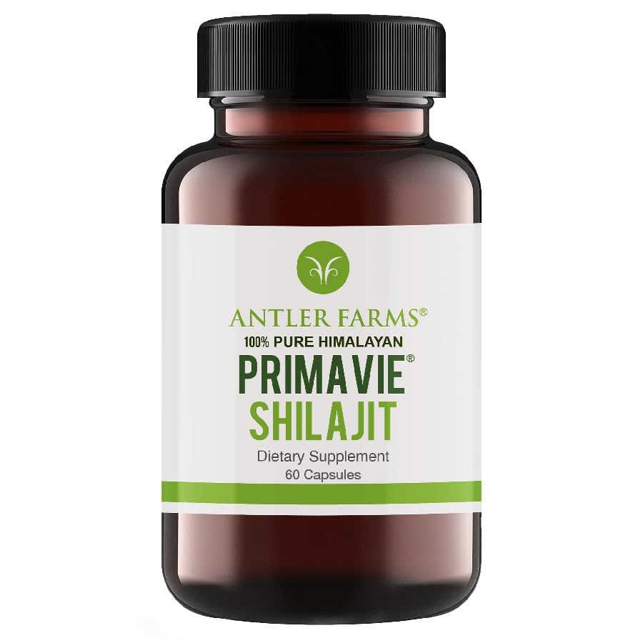 Ferme de coarne - 100% PrimaVie Shilajit pur pentru bărbaţi Extract, 60 capsule, 250 mg 