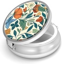 Cutie de pastile-3 Compartiment de mici pastile pentru Purse & Pocket Mini Metal Pilula Holder Travel Pilula Container pentru a deține suplimente Vitamine BPA-Free (Floral Model)