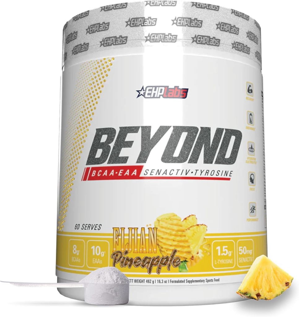 EHP Labs Beyond BCAA Powder Aminoacids Post Workout Recovery - BCAAs Essential Amino Acids Suplimente Pulbere EAA - 10g Aminoacidi Suplimentul pentru recuperarea musculare, 60 Serviri (Ananas fijian)