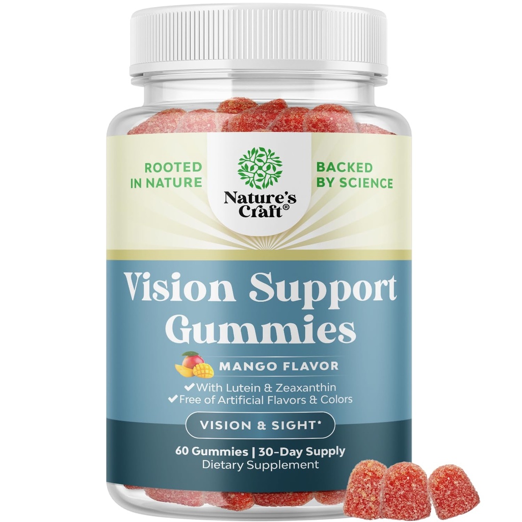 Vision Support Gummies pentru adulţi - Lutein şi Zeaxanthin Suplimente pentru Sănătatea Ochilor - Vitamine Lutein potente pentru Protecţia Albastră a Luminii