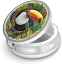 Cutie de pastile-3 Compartiment de mici pastile pentru Purse & Pocket Mini Metal Pilula Holder Travel Pilula Container pentru a deține suplimente Vitamine BPA-Free (Toucan)