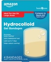Amazon Basic Care Advanced Fast Healing Hydrocolloid Gel Bandages, Large Wound Dressing, 4 ct
