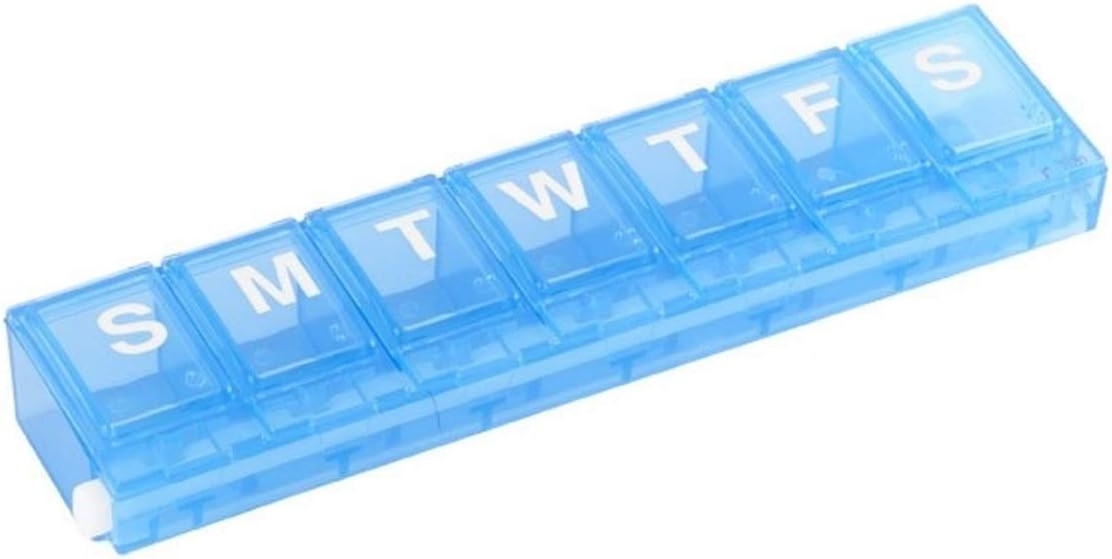 EZY DOSE Weekly (7-Day) Pill Case, Medicina Planificator, Organizator de vitamine, Compartimente mici de blocare pentru a asigura prescriptie medicamentatie si preveni Spillling accidental, Culoare mai Vary, BPA gratuit