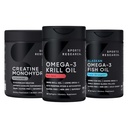 Sports Research Creatin Monohidrat îmbunătățit de Omega Power House Antarctic Krill & Fish Oil cu putere triplă EPA DHA și fosfolipide, Choline & Astaxanthin - potrivit pentru campioni