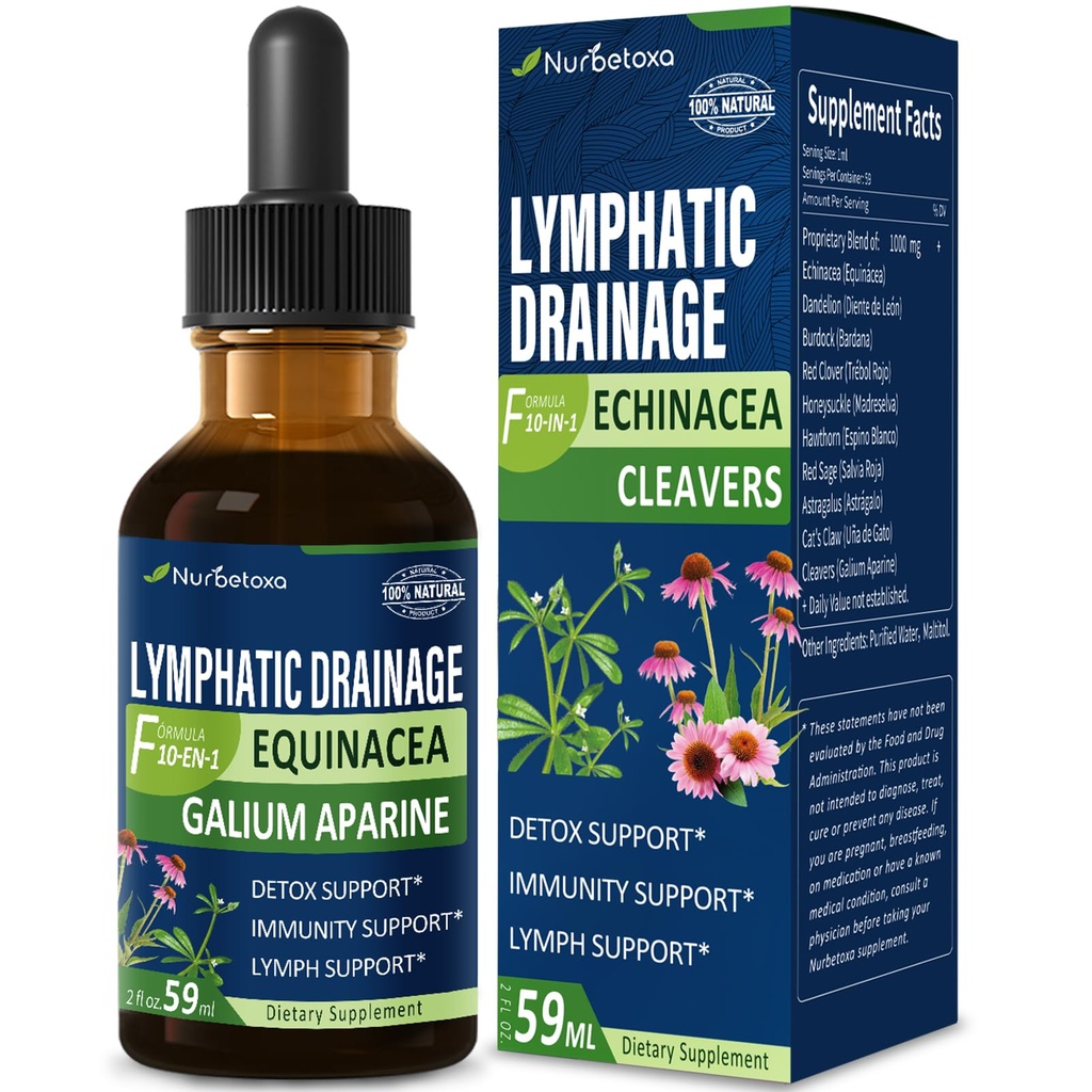 Cleavers Limphatic Drenage picături pentru Lymph System Detox Curățenie, Lymphedema Supplement Formula w/Echinacea, Cats 