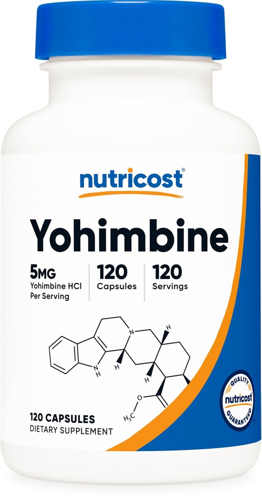 Nutricost Yohimbine HCl 5mg, 120 capsule - Gluten Free and non-GMO
