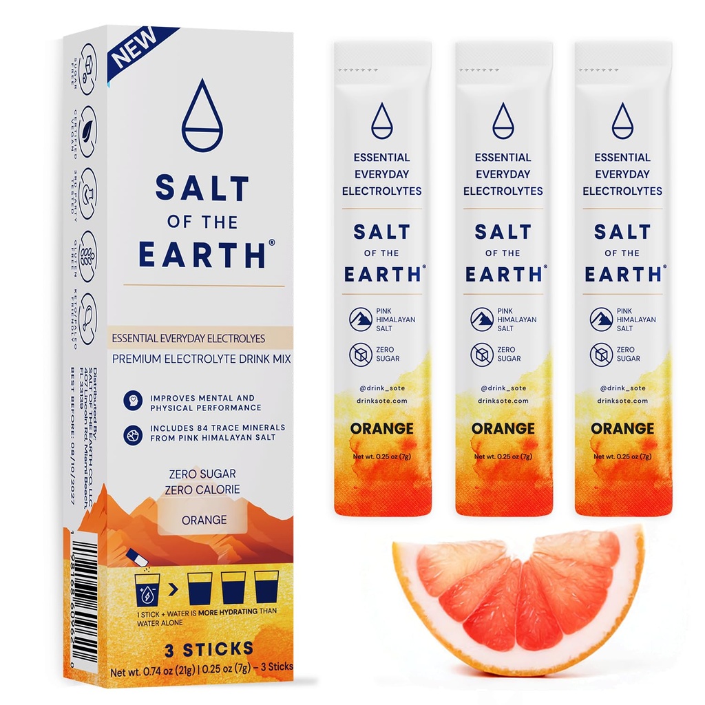 Sare de pământ Premium Zero-Sugar Electrolit - Made with Pink Himalayan Salt - Pachete cu pulbere de hidratare 