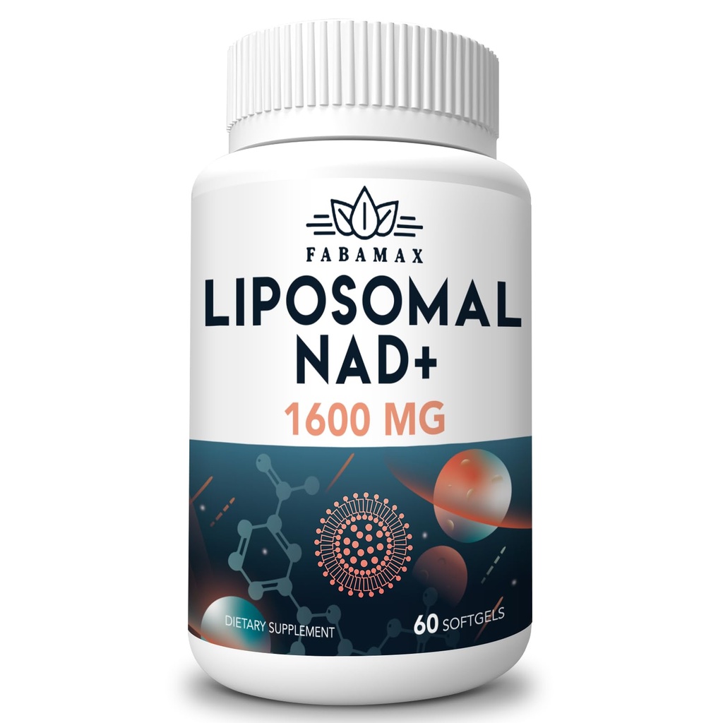 1600 mg Liposomal NAD Supliment, 98% Pure NAD+ Supliment, Absorbţie superioară, Alternative la Nicotinamidă Ribozid sau NADH la stimularea NAD+ pentru Aging Defense, Energie, Longevity,60 Softgels