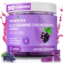 Gume de sprijin comun cu glucosamină Chondroitin, zahăr fără, 1500 mg extra Putere cu MSM & Turmeric (90 Count)