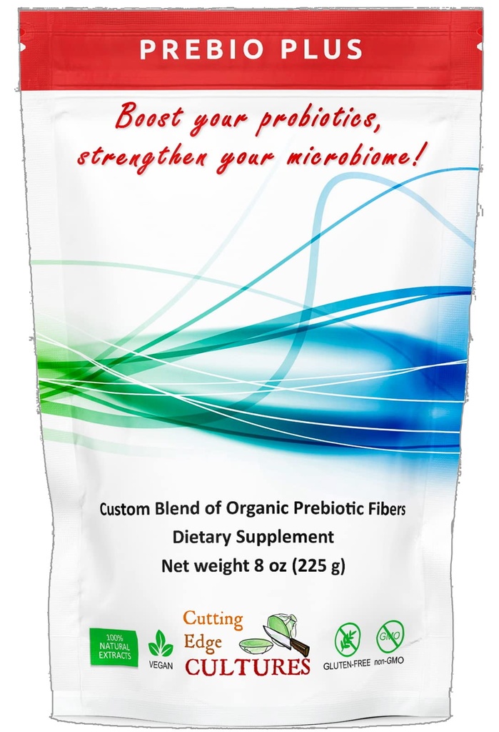 Cutting Edge Culturi Prebio Plus Prebiotic Fiber pulbere Cel mai bun amestec personalizat de fibre prebiotice organice Supliment alimentar 8 oz