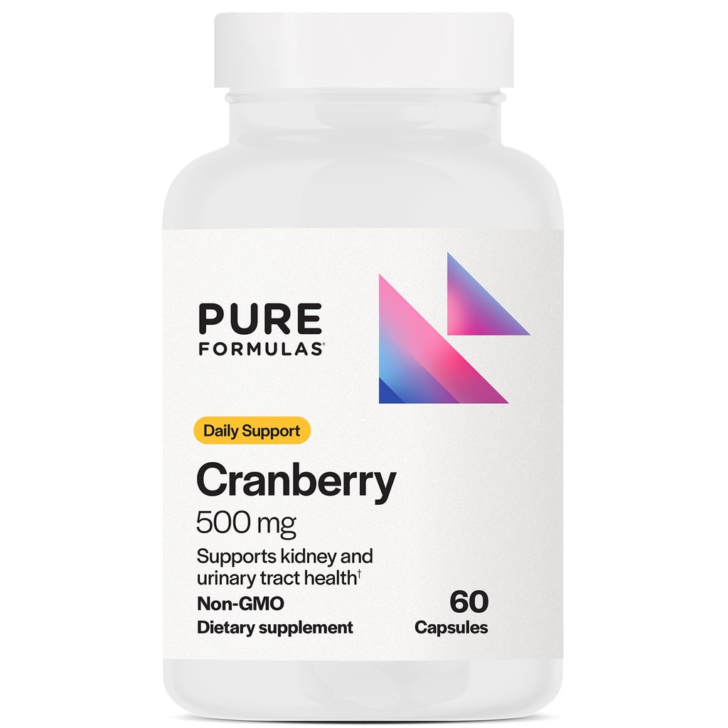 PureFormulas Cranberry 500 mg - Suporturi Rinichi și tract urinar Sănătate - Antioxidant Supliment pentru Protecția Imunității și Sănătate Celulară - Pastile de cranberry pentru femei și bărbați - Non-GMO - 60 Capsule