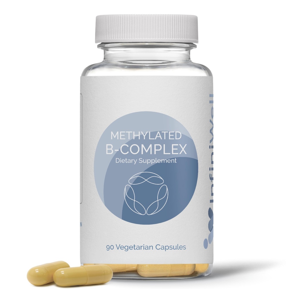 InfiniWell Complex B metilat - Multivitamine metilate cu vitamine B - Putere mare, Forme active pentru Sistemul Nervos, Imun & Sanatate Adrenala - Promoveaza metilare sanatoasa (90 capsule)