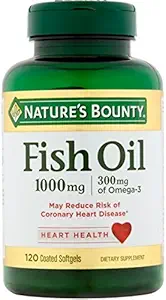 Natura lui Bounty 300 mg Omega-3 ulei de pește 1000 mg Softgels 120 geluri moi acoperite (Pachet de 2)