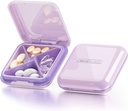 DUBSTAR Pilula Case,Small Pilula cutie - impermeabilă Portabil zi de zi caz pilula mici pentru Purses Pocket Compact Travel Medicine Holder for Vitamins,Fish Oils,Supplements (4-Compartments, Purple)