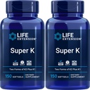 Extensie de viață Super K, 150 Softgels (Pachet de 2) cu vitamine K și K2