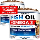 (2 Pachet) Omega 3 Ulei de pește pentru câini - 170 Chews - Supliment piele și haină - Omega 3 pentru câini - Tratament de relief uscat și mâncărime a pielii - Support de alergie caine anti tratamente de topire - Salmon - Aroma de pui