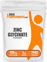 BulkSupplements.com Pulbere de zinc Glicinat - Supliment de zinc, Supliment mineral pentru suport imunitar - Gluten gratuit, 130 mg per Serving, 1kg (2,2 lbs) (Pachet de 1)
