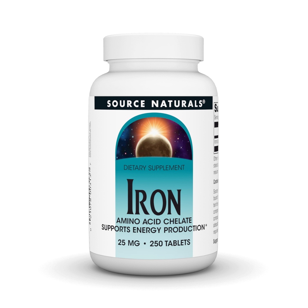 Sursa Naturale Fier, Aminoacid Chelat - Supliment alimentar care susține producția de energie - 250 tablete