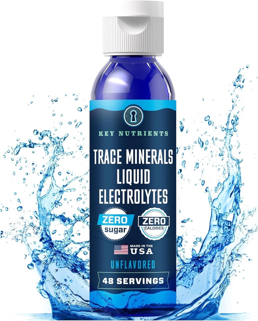 NUTRIENTE KEY Trace Minerale Electroliti lichidi pentru recuperare hidratare 4oz - Picături electrolitice, Apă electrolitică, Electroliți Keto - Picături minerale pentru apă potabilă