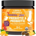 Llama Naturals Copii Probiotic cu Prebiotic Fibră, Vegan, Prebiotice Organice și Probiotice Gumies pentru suport de sănătate Gut, copii mici Gummy fructe reale vitamine, Nu Adăugat trestie de zahăr, Peach Mango, 120 Ct