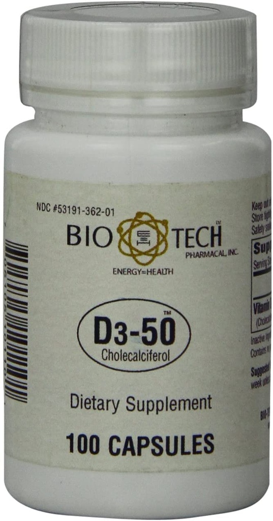 Bio-Tech Pharmacal D3-50 50.000 UI, 100 capsule Suplimentul natural 