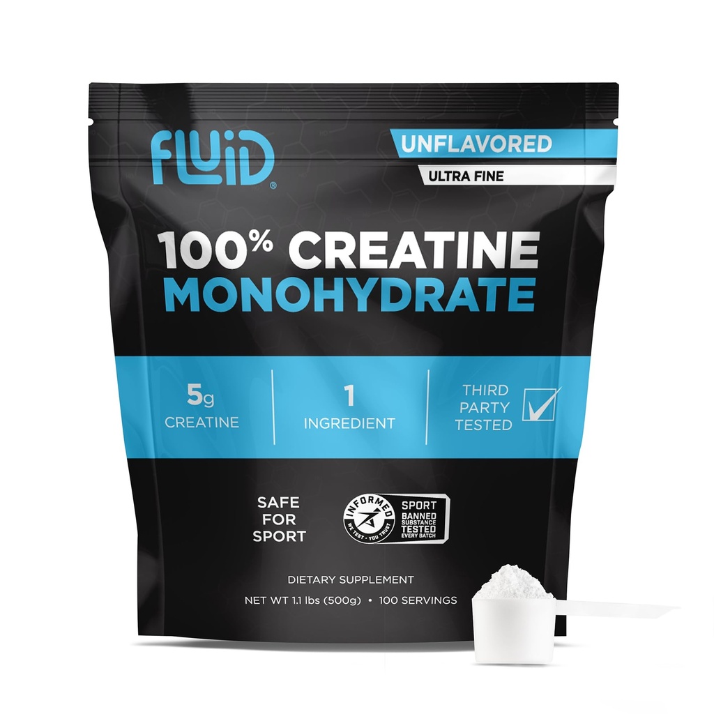 Creatina lichid - 100% Creatină monohidrat pulbere, nearomat, Informate Sport Certified, 5g per Serving (100 Serviri)