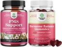 Bundle de suport PMS cu DIM, Chasteberry, Black Cohosh & Ashwagandha pentru perioada Crampe Menopause Balance Mood Swing și Hormone de echilibru Gummies suport ciclu menstrual cu vitamina B6 și Dong Quai