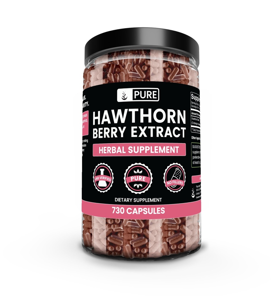 Ingrediente originale pure Extract de Hawthorn Berry (730 capsule) Pure și naturale, fără aditivi sau fillers