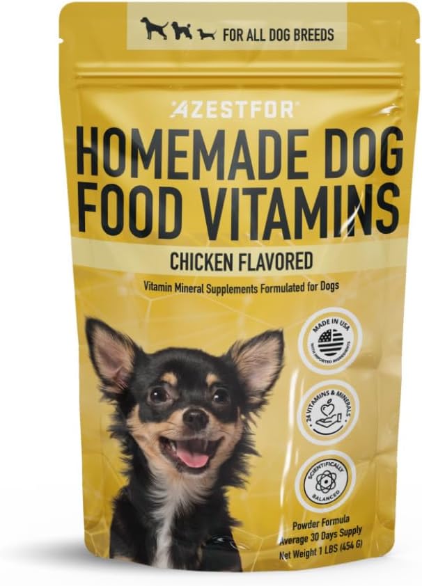 Azestfor Homemade Dog Food Supliment Vitamine de câine fabricate în Statele Unite ale Americii Adăugați la Holistic Whole Food Diete Raw BARF Toate Breeds Puppy Adult 16oz pulbere