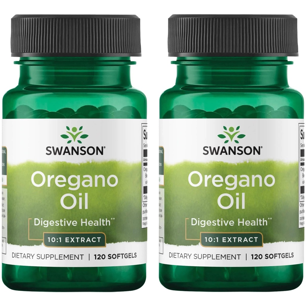 Swanson Ulei Oregano 10:1 Extract - Supliment natural Promovarea sanatatii digestive si suport respirator - Suporturi Sistemul gastro-intestinal si sanatatea tractului urinar - (120 Softgels, 150mg Fiecare) (2 ambalaj)