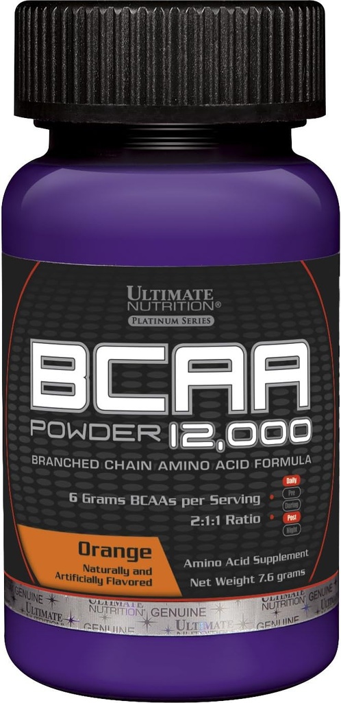 Ultimate Nutritie aroma BCAA 12,000 mg ramificat lant Amino Acid supliment pulbere, portocaliu, singur servire