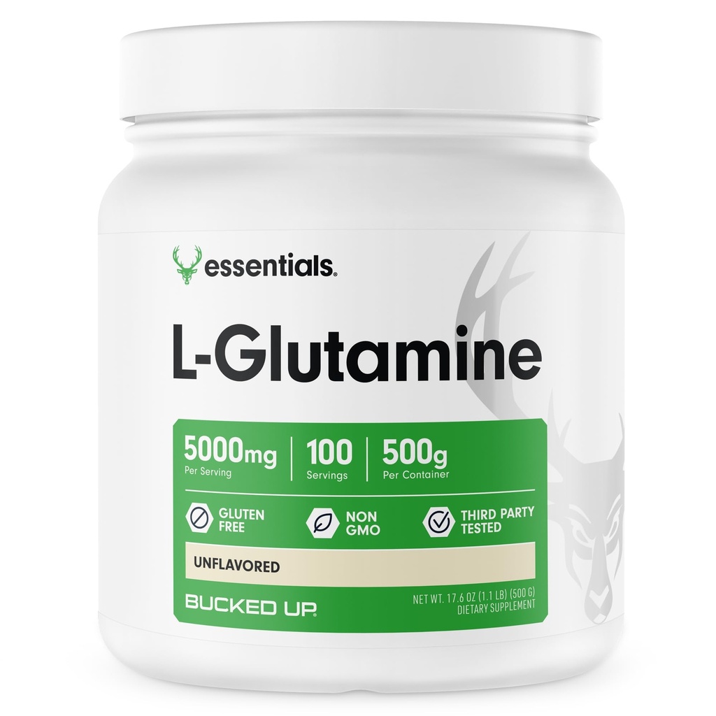 Pulbere L-glutamină 500g, fără gluten, fără GMO, fără aromă (100 serviri)