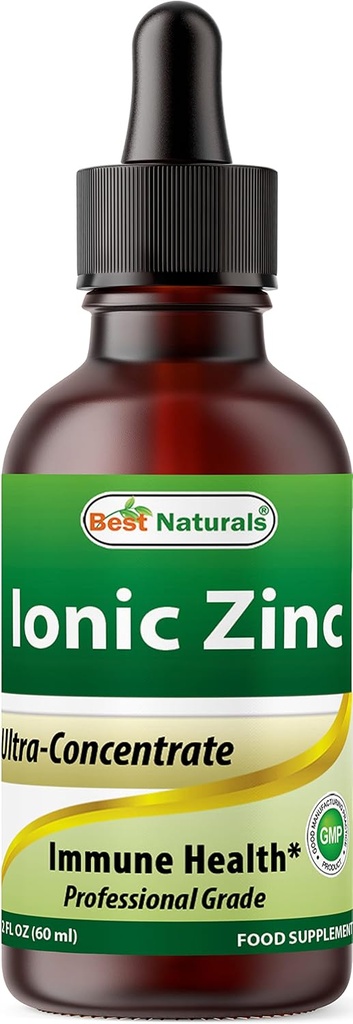 Cel mai bun naturals Ionic Liquid Zinc - Suport imunitar - Biodisponibilitatea mare - Sticle de sticlă 2 OZ (60ml)