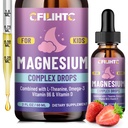 Copii Magneziu lichid picaturi-Magnesium Glicinat lichid pentru copii Supliment-w/L-teanină, Omega-3, vitamina B6, D3 - pentru somn, relaxare, creier, oase - 2 Fl Oz pentru copii Calm, Flavor de căpșuni