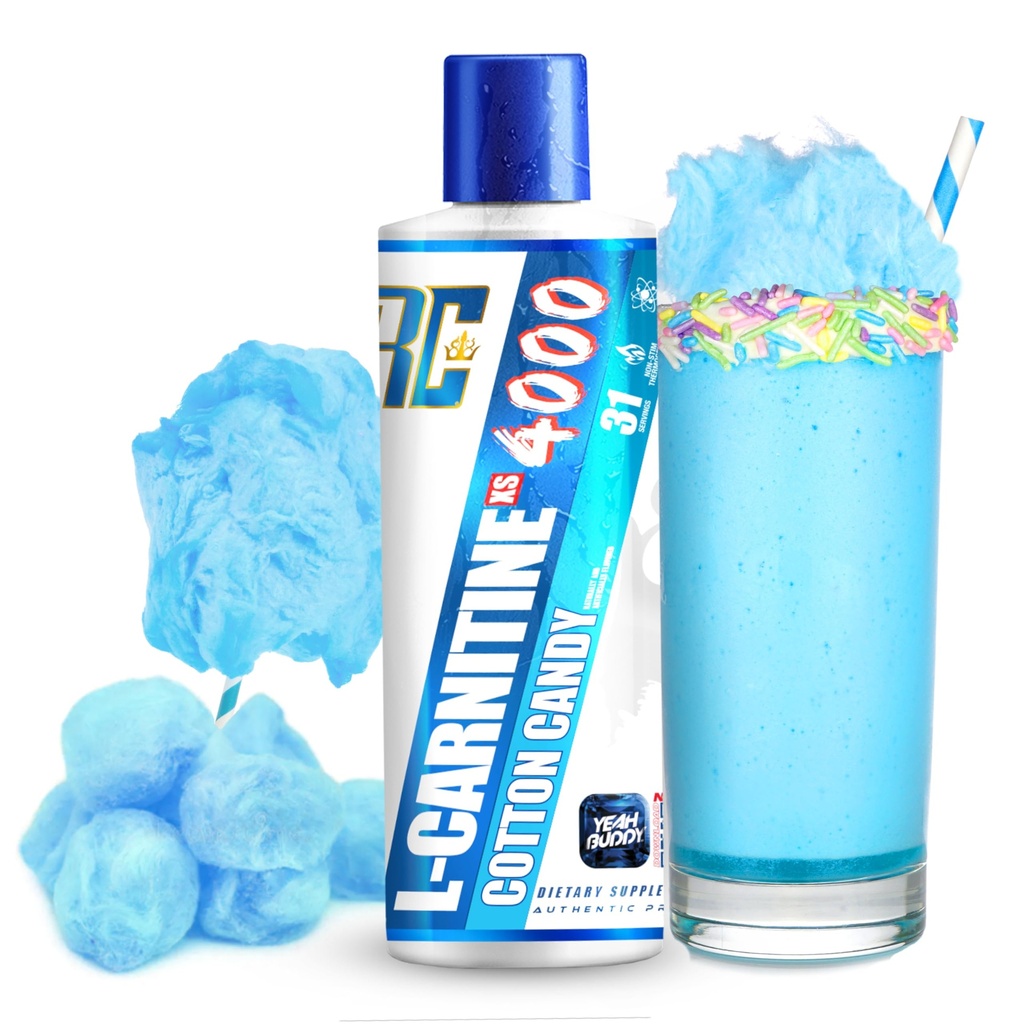 Ronnie Coleman Seria semnatura L Carnitina XS 4000 Lichid, Stimulant Gratuit, Zahar Gratuit, Zero carbohidrati, Lean Musculare Suport pentru barbati si femei, 16 Oz (16 oz, Cotton Candy (4000)))