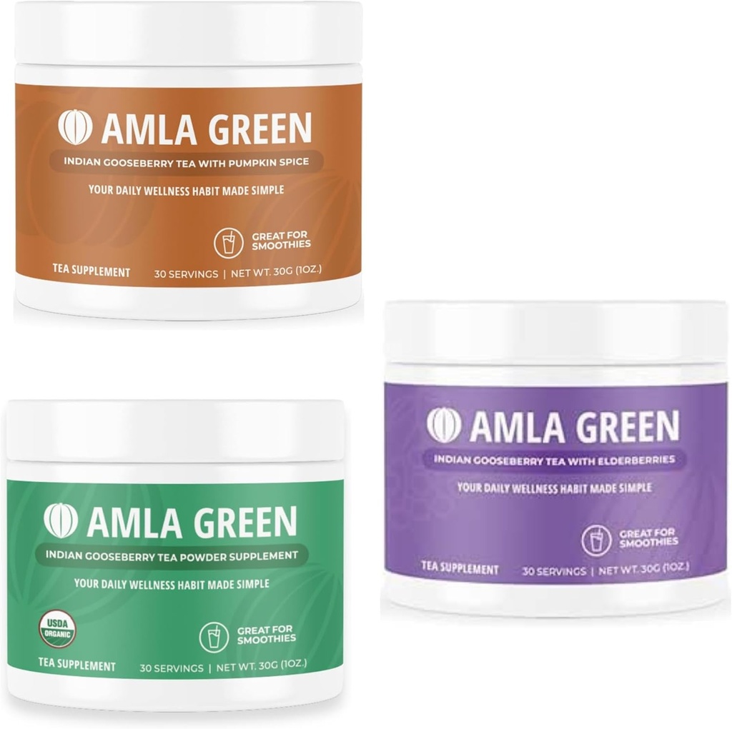 Amla Powder, Ceai verde Superfood Supliment cu Spice dovleac & Indian Agriși și afine, Organice, Vegan, 30 Serviri