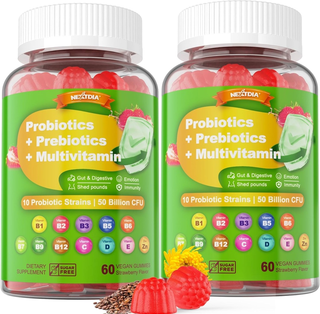 Vegan Probiotice Gumiile pentru femei si barbati - Fiber Prebiotics Suplimente 