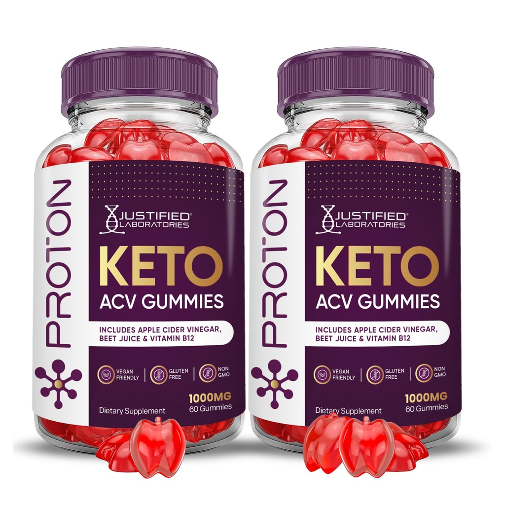 Laboratoare justificate (2 ambalaj Proteină Proton Keto ACV Gummies Advanced Formula 1000MG Proton Boost Formulat cu Pudră de sfeclă de rodie B12 Vegan Non OMG 120 Gummys